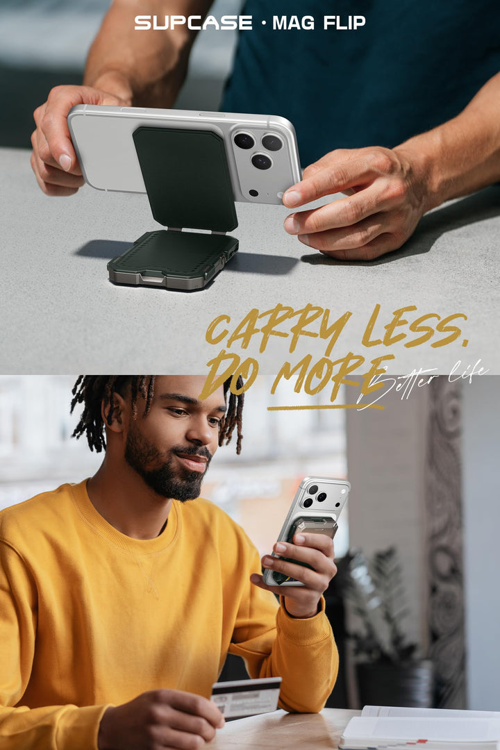 SUPCASE for MagSafe Wallet with Adjustable Stand, Hold 5 Cards, RFID Blocking, Strong Magnetic Lock, Magnetic Wallet for Men, Phone Card Holder Tripod for iPhone 18/17/16/15/14/13/12 Series