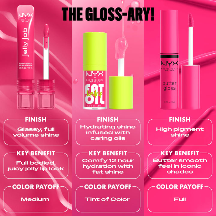 NYX PROFESSIONAL MAKEUP Jelly Job Lip Gloss, Lip Tint Gloss with Full-Bodied, Smoothing, and Hyper-Glossy Shine
