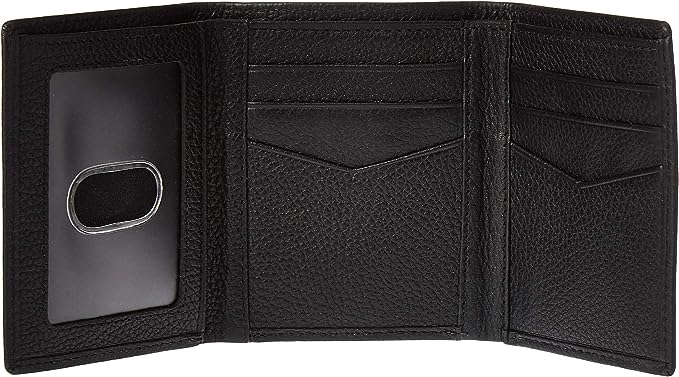 Fossil Men's Leather Trifold Wallet ML4006001, Black - 3alababak