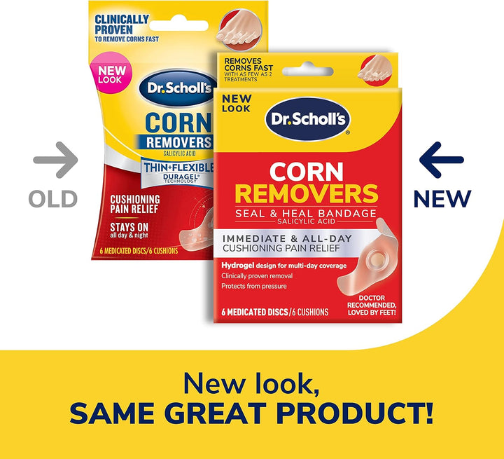 Dr. Scholl's Corn REMOVERS Seal & Heal Bandage with Hydrogel Technology, 6 Cushions , Removes Corns Fast and Provides Cushioning Protection Against Shoe Pressure and Friction for All-Day Pain Relief