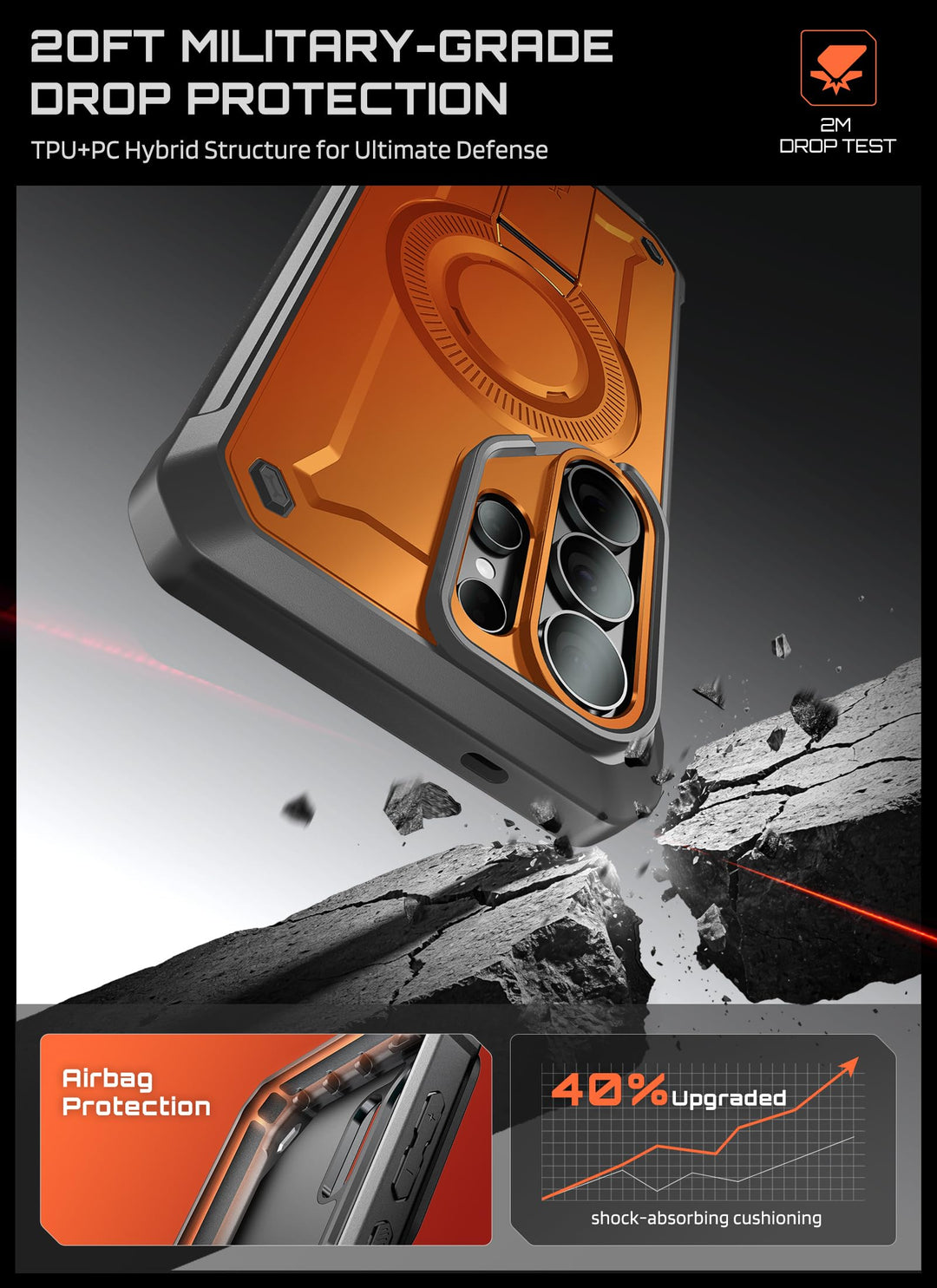 حافظة SUPCASE لسلسلة Samsung Galaxy S26 مزودة بحامل مدمج، وحماية بمعيار عسكري، ومتوافقة مع MagSafe، ومشبك حزام قابل للفصل، وواقي شاشة وإطار أمامي مدمجين، UBPro Mag