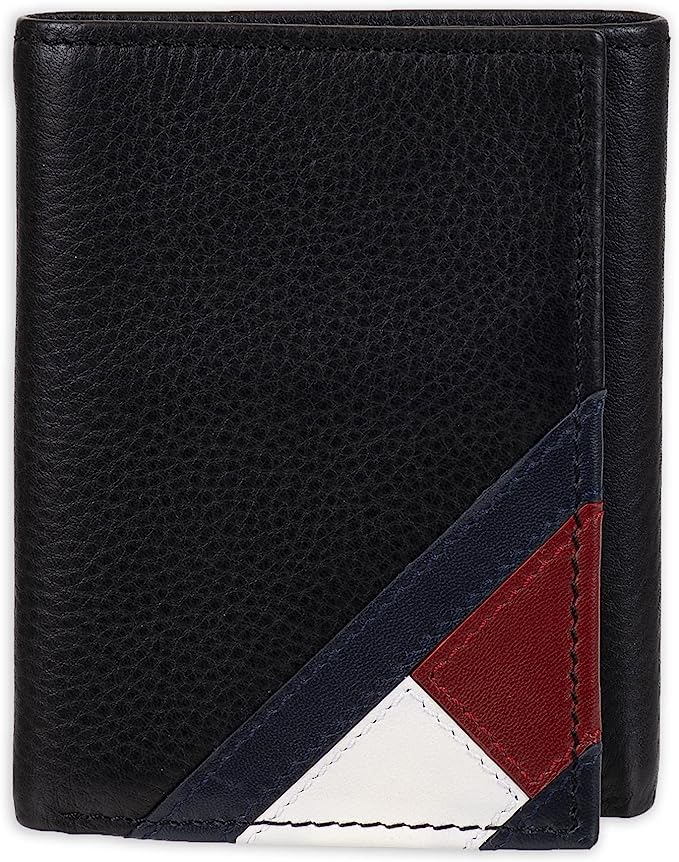 Tommy Hilfiger Men's Genuine Leather Slim Trifold Wallet with ID Window - 3alababak