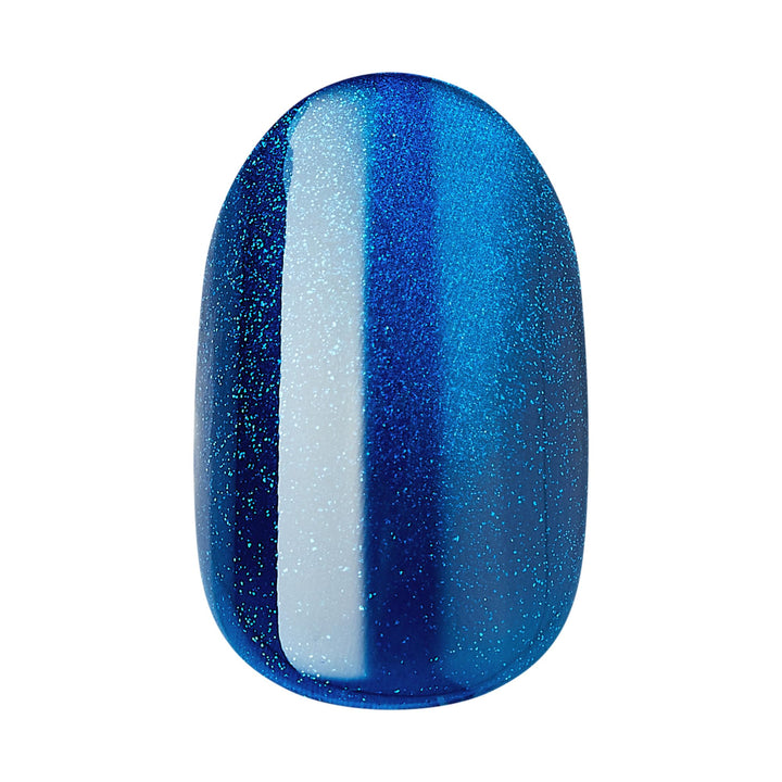 KISS colorFX by imPRESS Press On Nails , ‘Reconnect’, Solid Blue with Pearlescent Finish, Short Oval, New &amp; Improved Adhesive, Includes 30 Fake Nails, Prep Pad, 1 Manicure Stick, 1 Mini Nail File