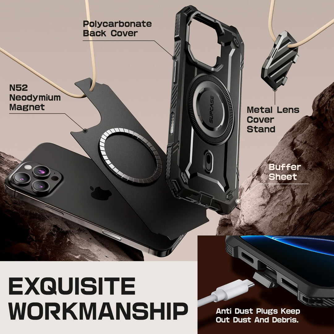 SUPCASE for iPhone 16 Pro Case 6.3'' 2024 with Camera Control Capture Button (UBMag XT), [Compatible with MagSafe] [Camera Cover Stand] [Military-Grade Protection] Rugged Magnetic Phone Case
