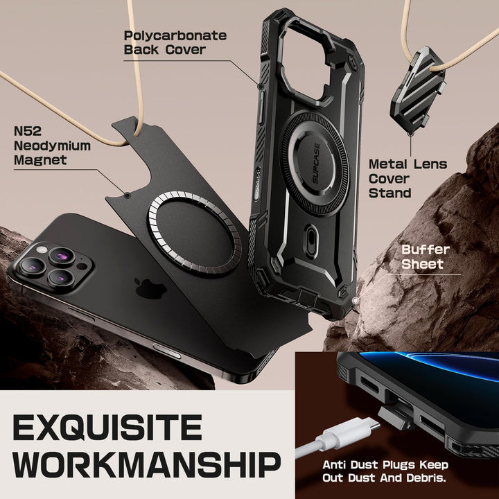SUPCASE for iPhone 16 Pro Case 6.3'' 2024 with Camera Control Capture Button (UBMag XT), [Compatible with MagSafe] [Camera Cover Stand] [Military-Grade Protection] Rugged Magnetic Phone Case