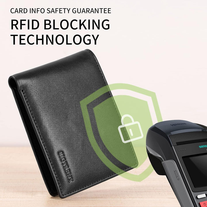 Sigtrenx SGQB-001 Leather Wallets for Men, Genuine Leather Mens Wallet Bifold Rfid Blocking with 2 ID Windows