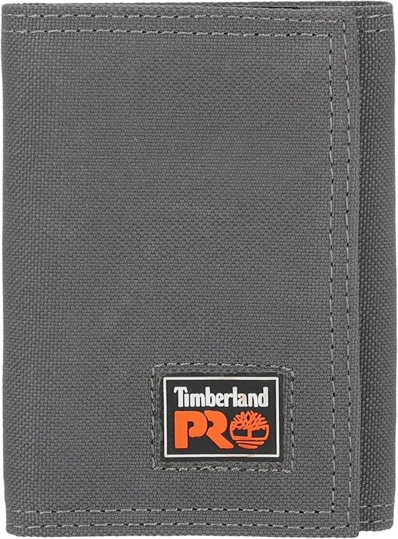 Timberland PRO Men's Cordura Nylon RFID Trifold Wallet with ID Window, Charcoal