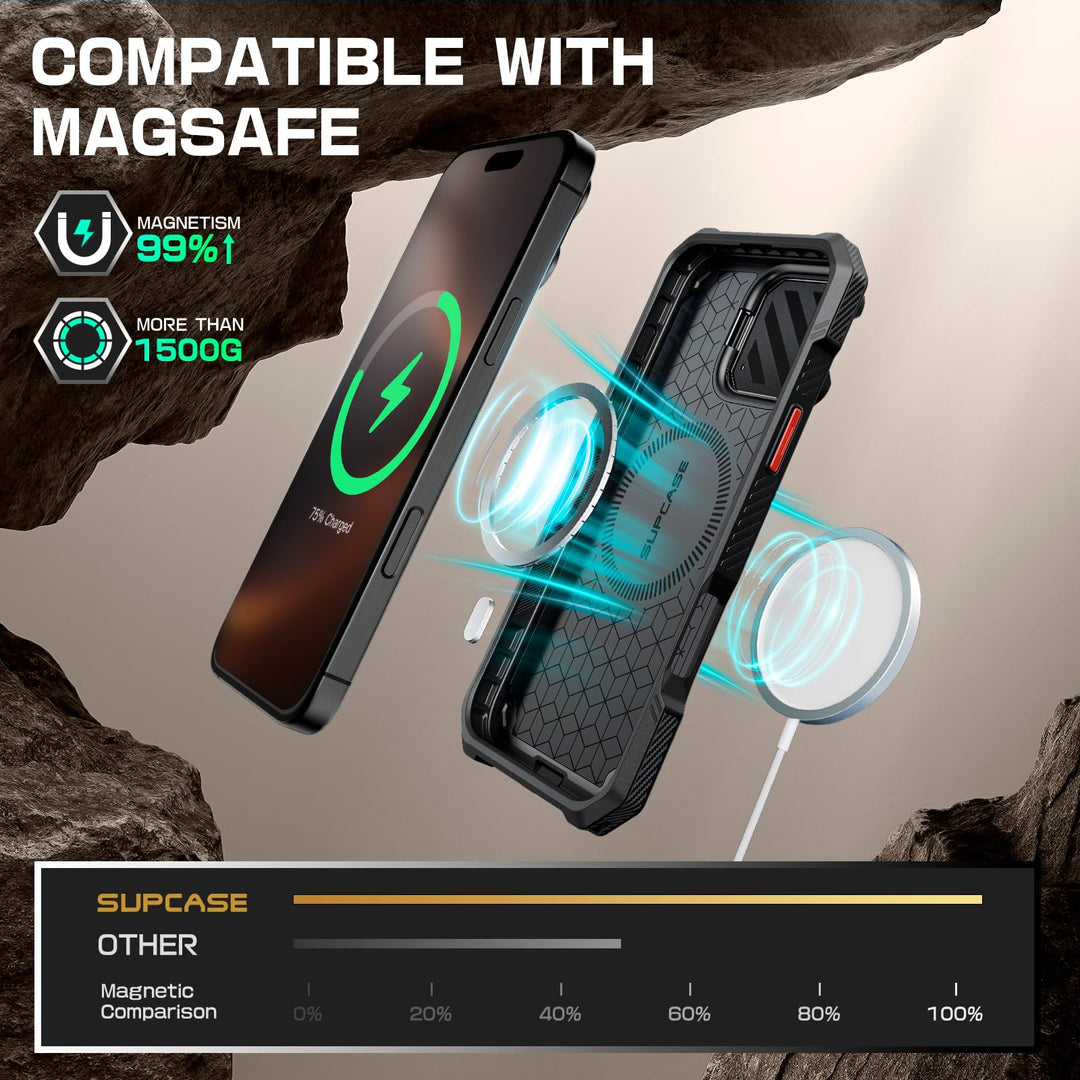 SUPCASE for iPhone 16 Pro Case 6.3'' 2024 with Camera Control Capture Button (UBMag XT), [Compatible with MagSafe] [Camera Cover Stand] [Military-Grade Protection] Rugged Magnetic Phone Case