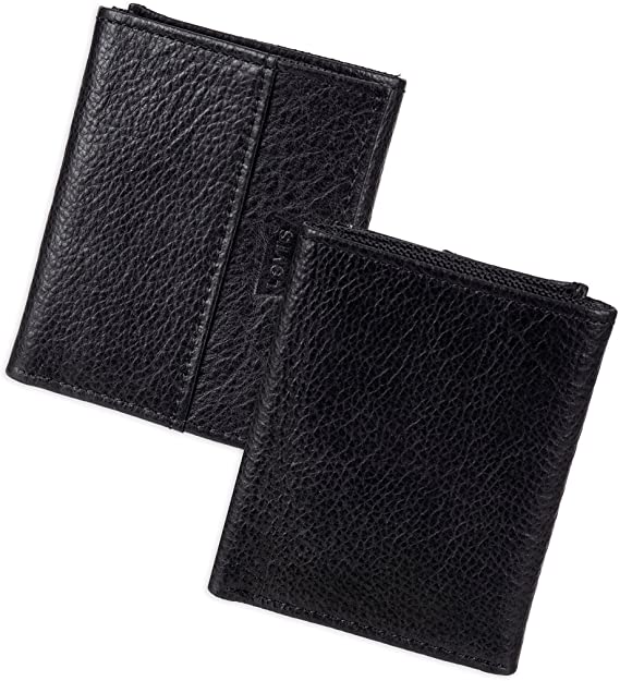 Levi's Trifold Wallet-Sleek and Slim Includes Id Window and Credit Card Holder, Black Stitch - 3alababak