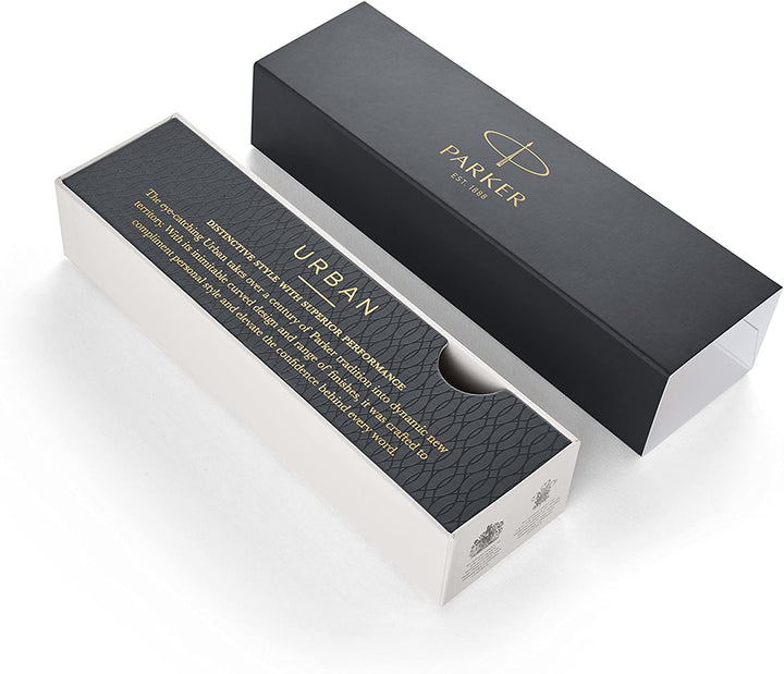 Parker Urban Fountain Pen, London Cab Black, Medium Nib with Blue Ink Refill (1931604),Black Cab - 3alababak