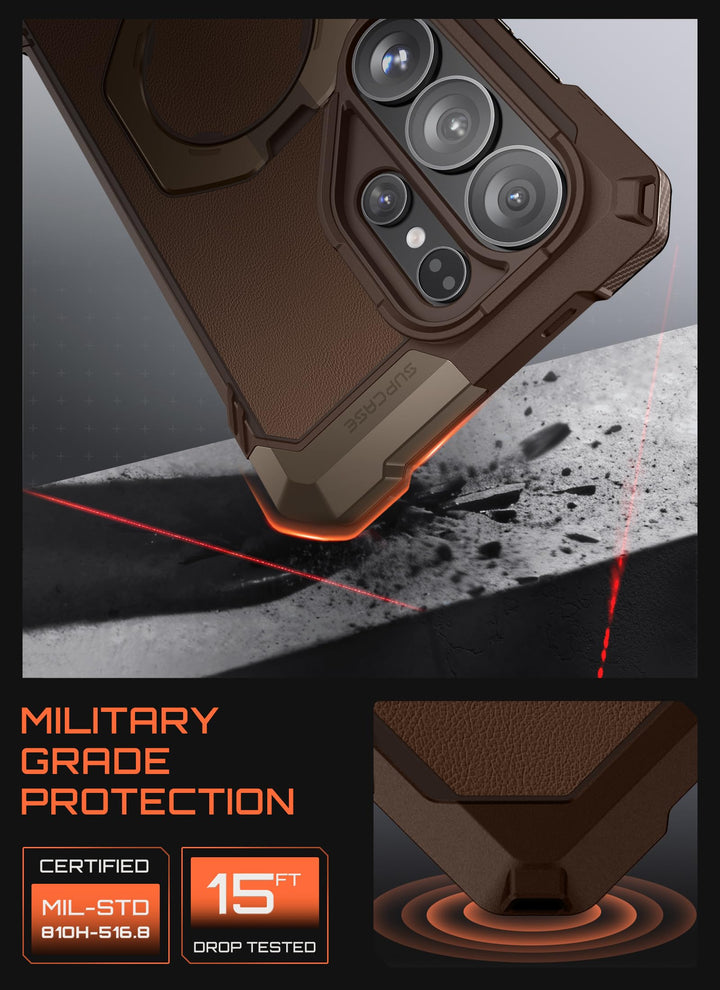 غطاء SUPCASE لهاتف Samsung Galaxy S26 Ultra مع حامل مدمج، ولوحة خلفية شفافة من البولي كربونات، ومغناطيس قوي، ومتوافق مع MagSafe، وحماية فائقة المتانة، ومقاوم للانزلاق، بتصميم Unicorn Beetle Grip