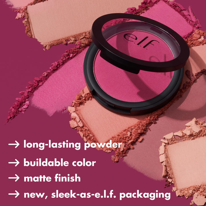 e.l.f Primer-Infused Blush, Long-Wear, Matte, Bold, Lightweight, Blends Easily, Contours Cheeks, Always Rosy, All-Day Wear, Vegan &amp; Cruelty-Free