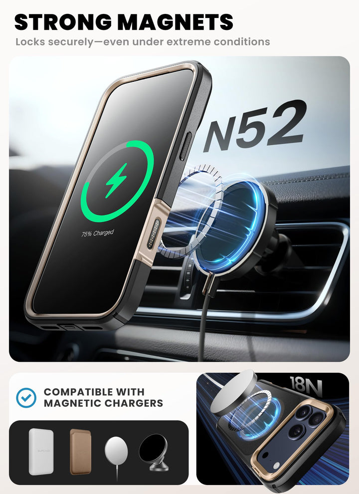 i-Blason Ares for iPhone 17 Pro Max Case with Stand [9H Tempered Glass Screen Protector][MagSafe Compatible] [Camera Control Button] Military-Grade Protection Full-Body Heavy Duty Magnetic Case