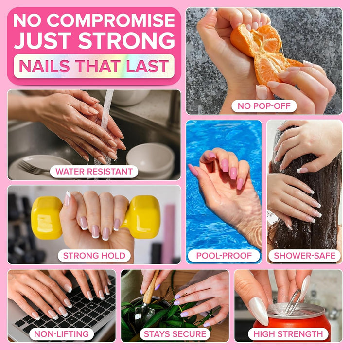 NYK1 Super Strong Nail Glue for Press On Nails, Nail Tips &amp; Acrylic Nails (8ml) NYK1 NailBond Brush On Glue for Press Ons, Tips &amp; Acrylics - Long Lasting, Maximum Strength, Mess-Free Application