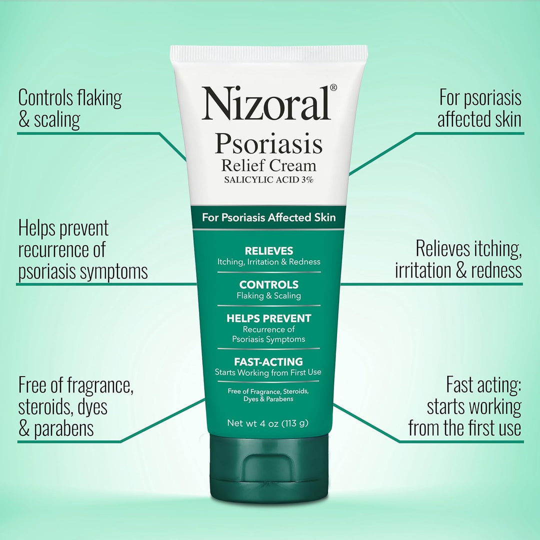 Nizoral Psoriasis Relief Cream- Relieves Itching, Irritation &amp; Redness and Controls Flaking and Scaling with Maximum Strength Medicine (Salicylic Acid 3%), 4 Fl Oz