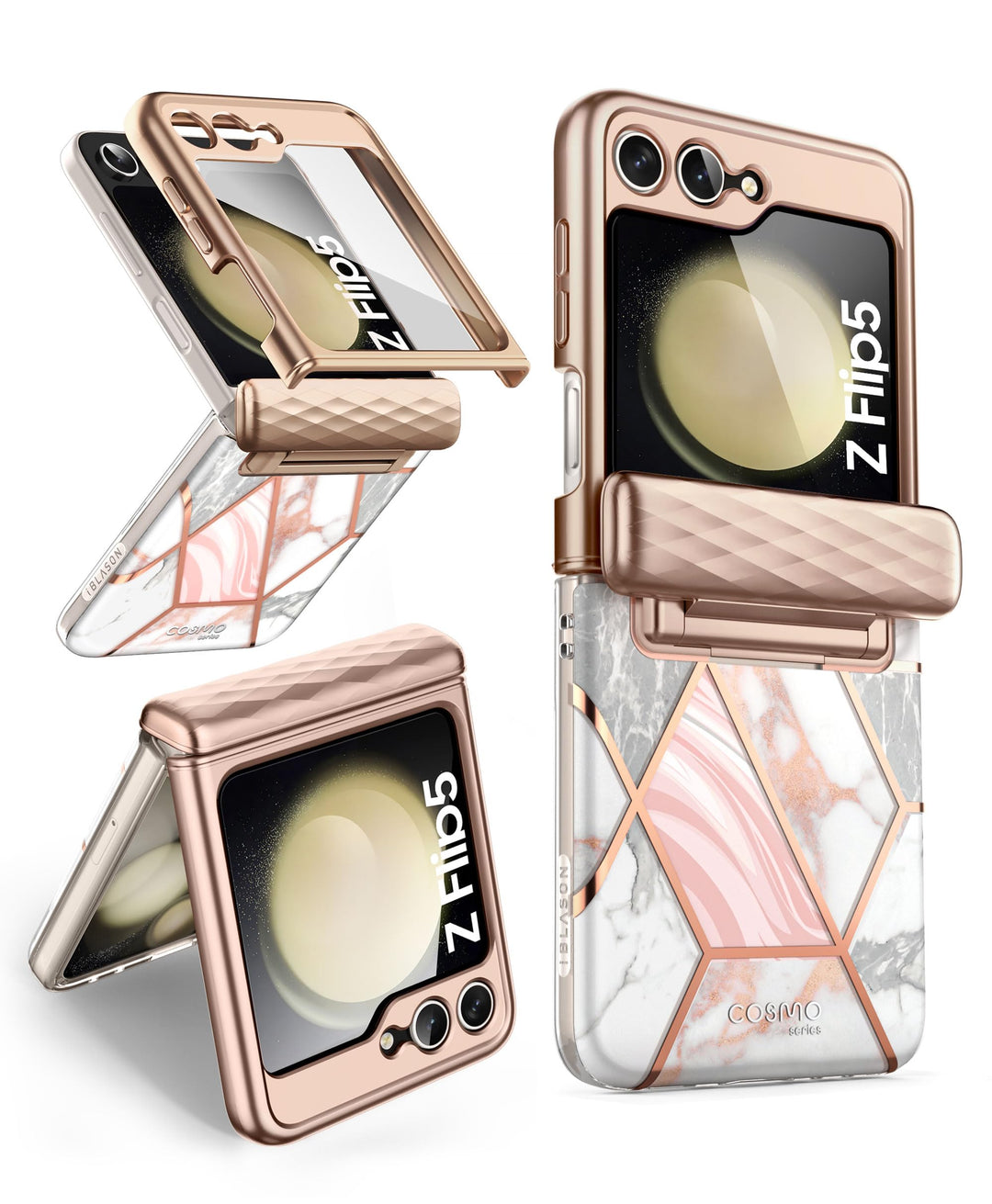 i-Blason Cosmo for Samsung Galaxy Z Flip 5 Case with Hinge Protection, [Built-in Front Screen Protector] Slim Stylish Protective Case