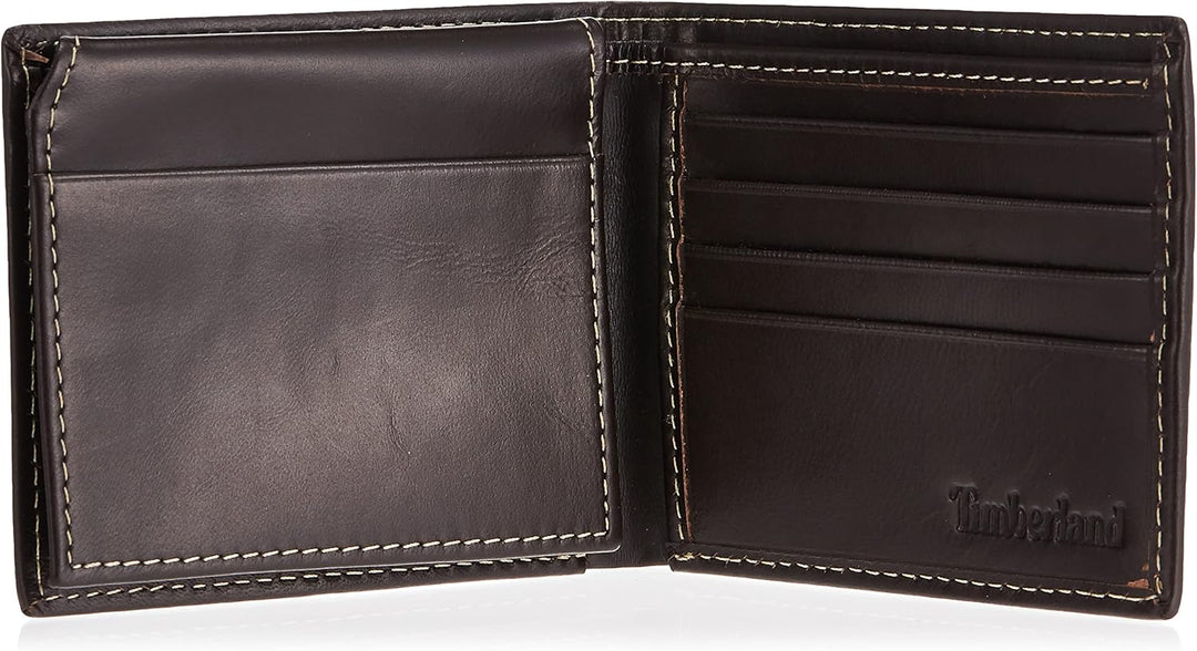 Timberland D01387 Men's Leather Wallet With Attached Flip Pocket, Brown (Cloudy)