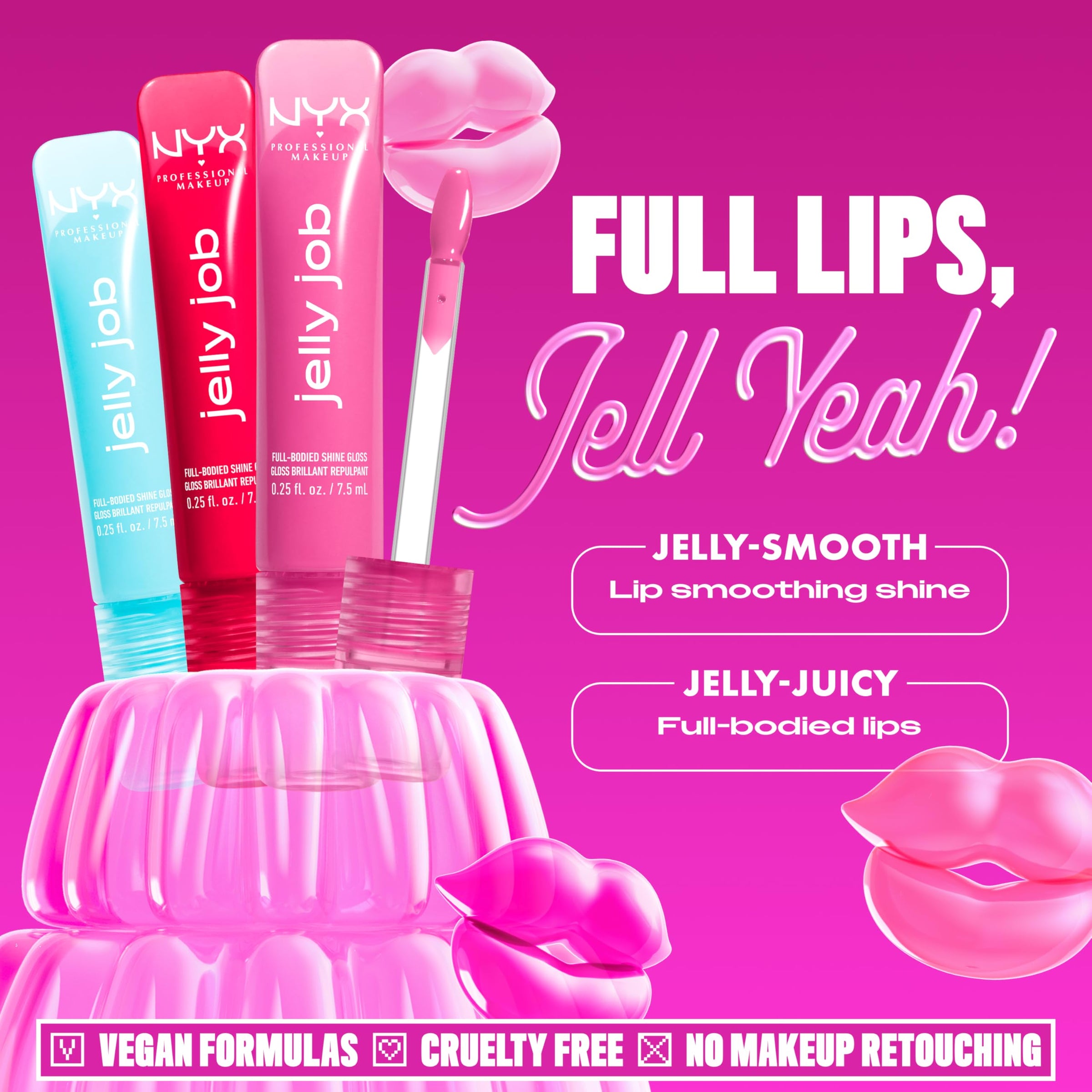 NYX PROFESSIONAL MAKEUP Jelly Job Lip Gloss, Lip Tint Gloss with Full-Bodied, Smoothing, and Hyper-Glossy Shine