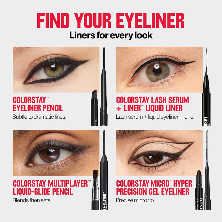 Revlon ColorStay Pencil Waterproof Eyeliner, Smudge-Proof, Eye Makeup with Built-In Sharpener, 201 Black, 0.01