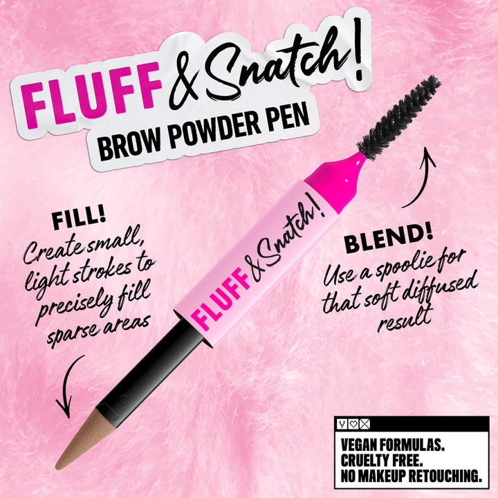 NYX PROFESSIONAL MAKEUP Fluff &amp; Snatch Brow Powder Pen, Cream To Powder Eyebrow Pen For Soft, Defined Brows, Smudge and Transfer-Resistant Formula