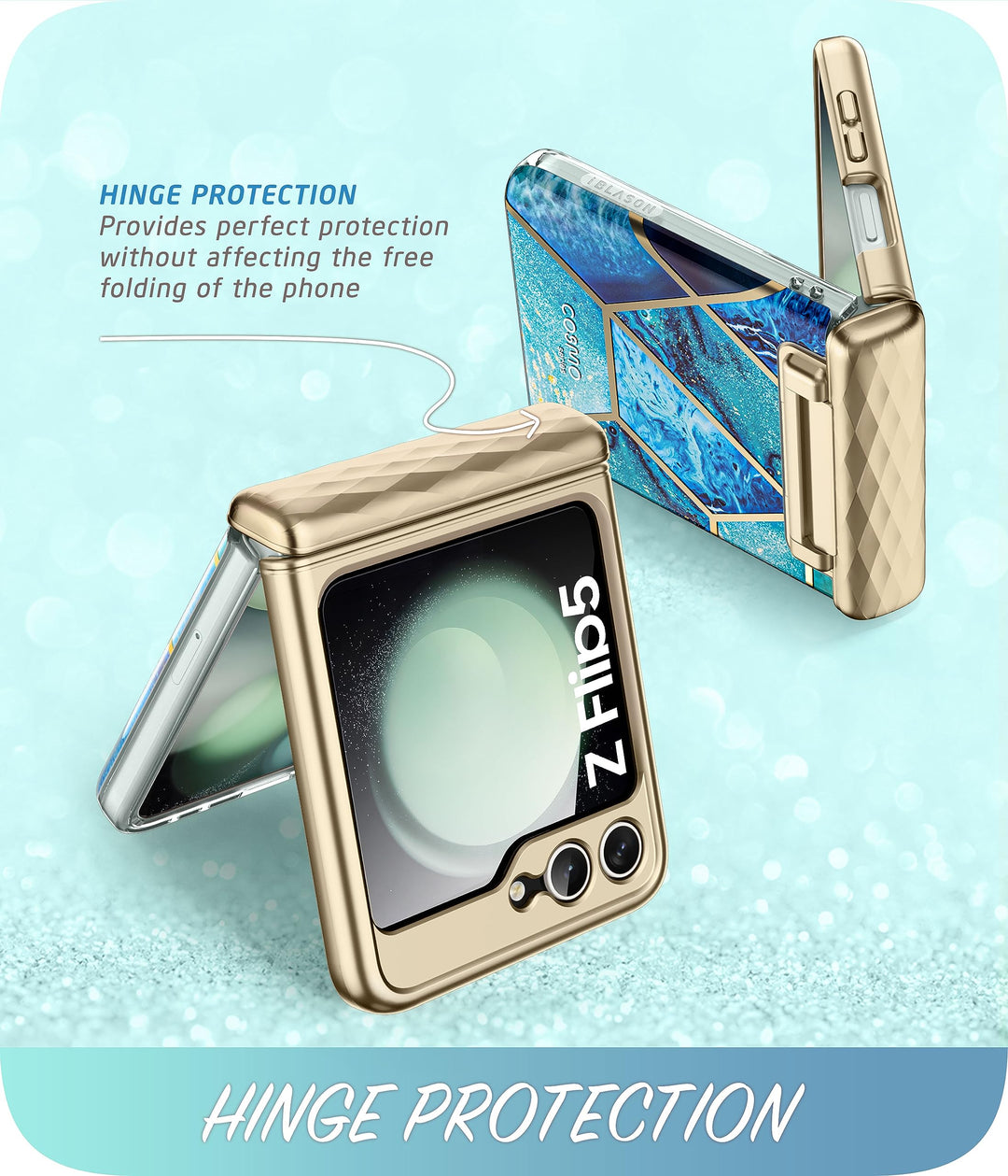 i-Blason Cosmo for Samsung Galaxy Z Flip 5 Case with Hinge Protection, [Built-in Front Screen Protector] Slim Stylish Protective Case