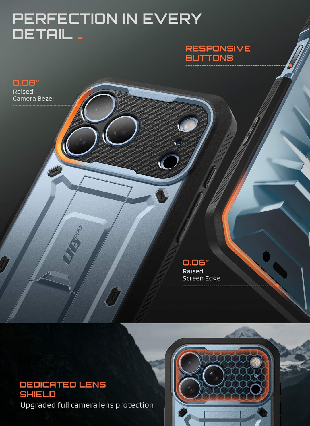 SUPCASE for iPhone Case, Belt Clip, Military-Grade Protection, Built-in Kickstand &amp; Screen Protector, Camera Control, Heavy-Duty Phone Case, Unicorn Beetle Pro