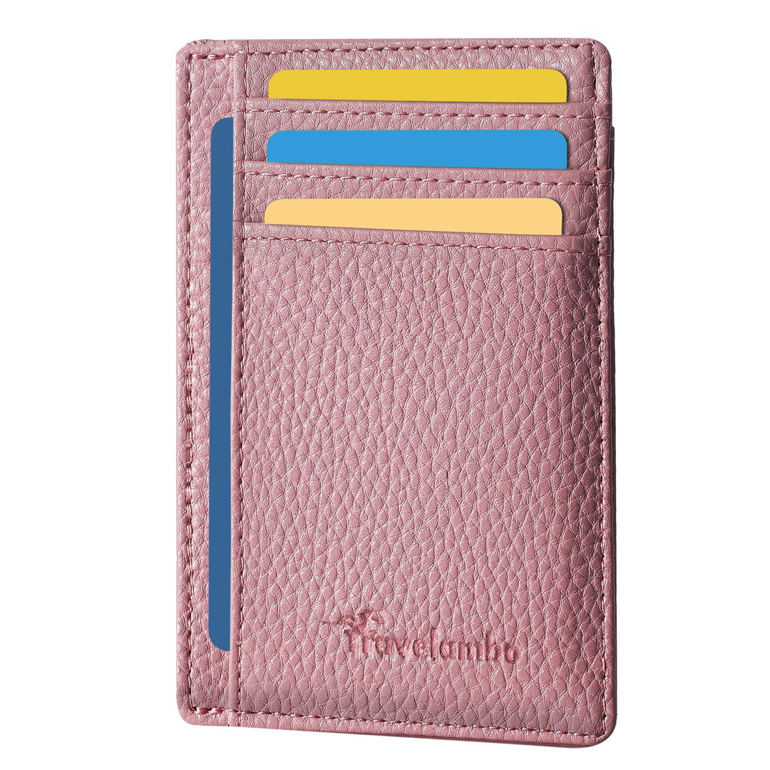 Travelambo Front Pocket Minimalist Leather Slim Wallet RFID Blocking Medium Size