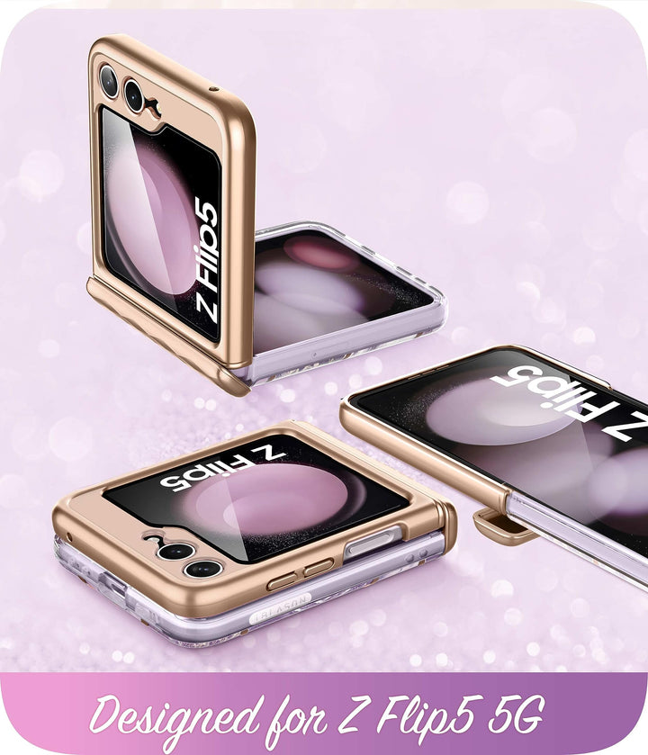 i-Blason Cosmo for Samsung Galaxy Z Flip 5 Case with Hinge Protection, [Built-in Front Screen Protector] Slim Stylish Protective Case