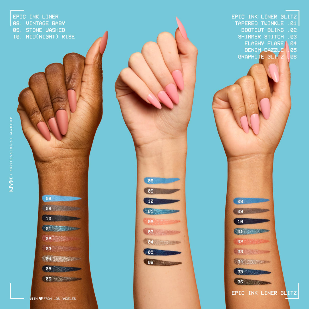 NYX PROFESSIONAL MAKEUP Epic Ink Glitz Liner, Waterproof Metallic Liquid Eyeliner with Vegan Formula 0.03 Fl Oz
