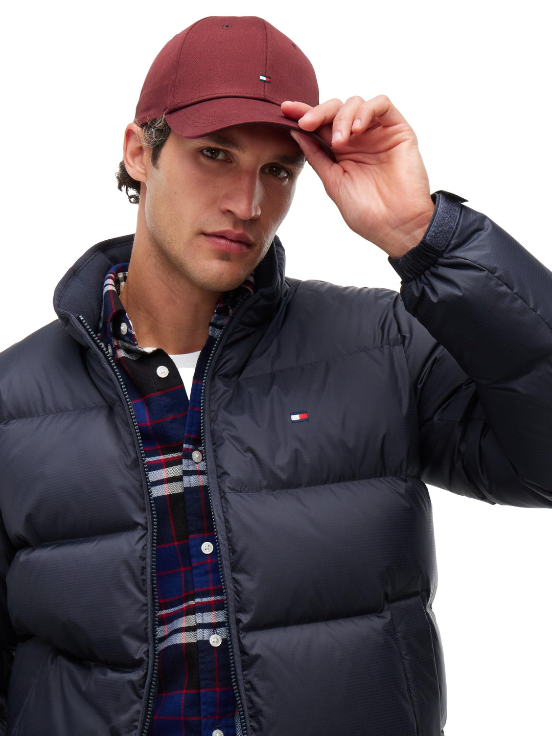 قبعة بيسبول رجالية من تومي هيلفيغر، قطنية بشعار العلم وقابلة للتعديل
