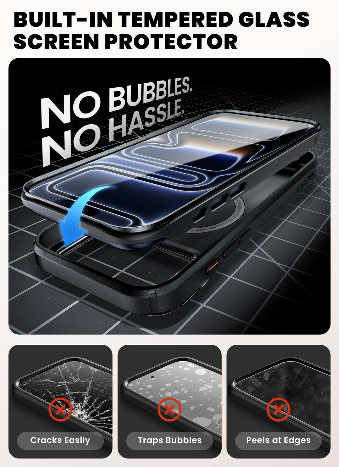 i-Blason Ares for iPhone 17 Pro Max Case with Stand [9H Tempered Glass Screen Protector][MagSafe Compatible] [Camera Control Button] Military-Grade Protection Full-Body Heavy Duty Magnetic Case