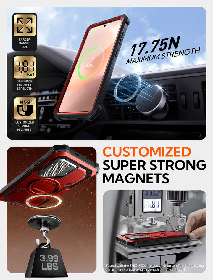 i-Blason Armorbox for Samsung Galaxy S25 Case MagSafe with Camera Cover Stand [Military Protection] Full-Body Heavy Duty Magnetic Phone Case with Screen Protector for S25