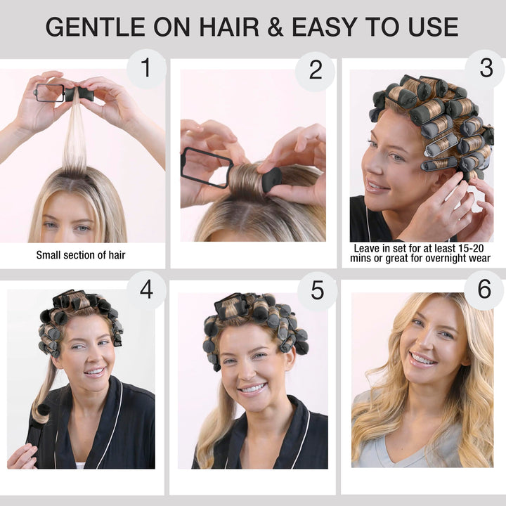 Conair Hair Rollers for Heatless Curls Overnight, Snap Closures, 48 Count