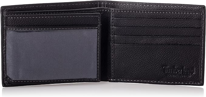 Timberland Men's D67009/08 Wellington Leather RFID Bifold Commuter Security Wallet - Black