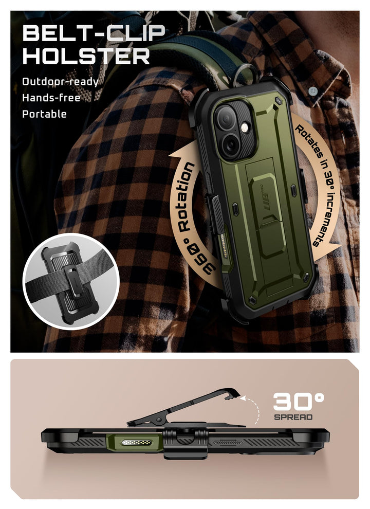 SUPCASE for iPhone Case, Belt Clip, Military-Grade Protection, Built-in Kickstand &amp; Screen Protector, Camera Control, Heavy-Duty Phone Case, Unicorn Beetle Pro