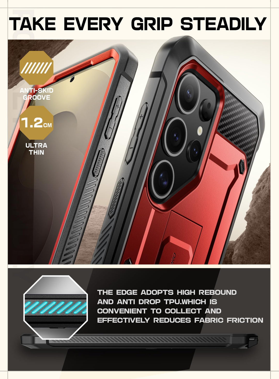 SUPCASE for Samsung Galaxy S25 Ultra Case with Stand (Unicorn Beetle Pro), [2 Front Frames] [Built-in Screen Protector & Belt-Clip] Military-Grade Protection Phone Case for S25 Ultra 6.9 Inch, Black