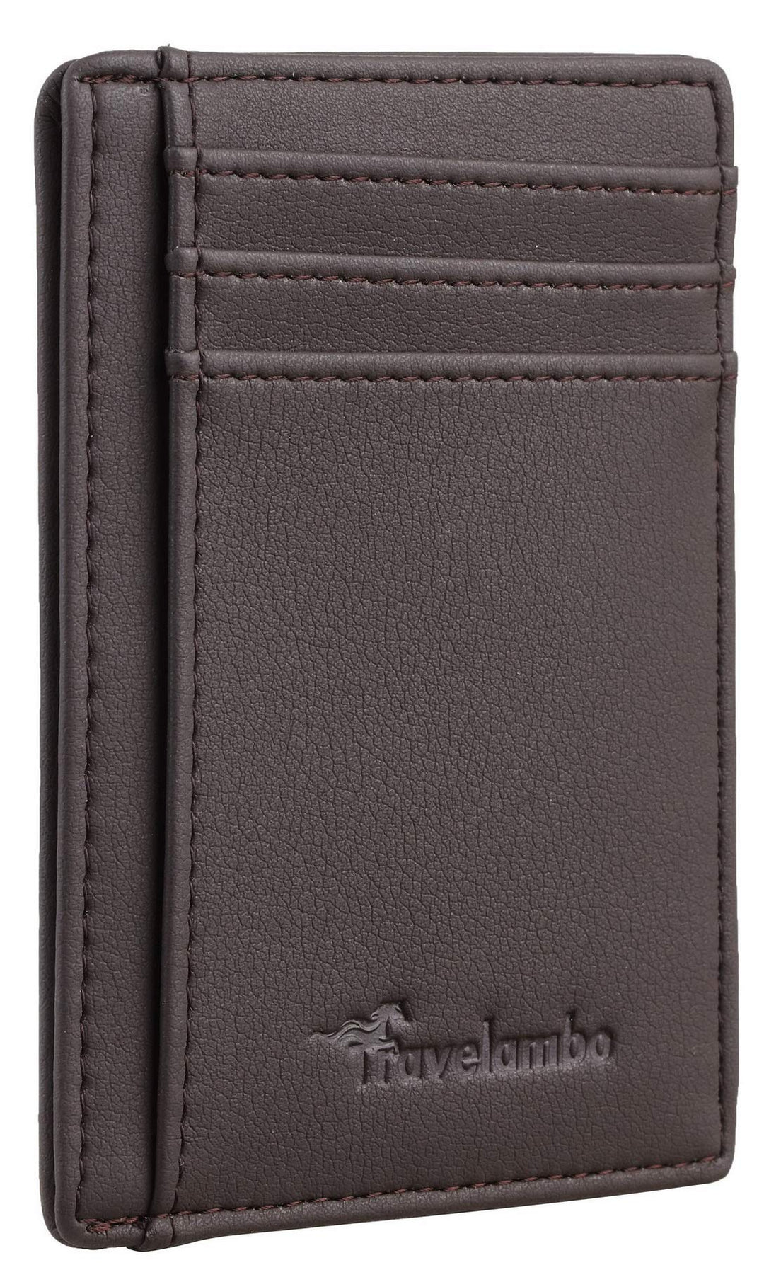 Travelambo Front Pocket Minimalist Leather Slim Wallet RFID Blocking Medium Size