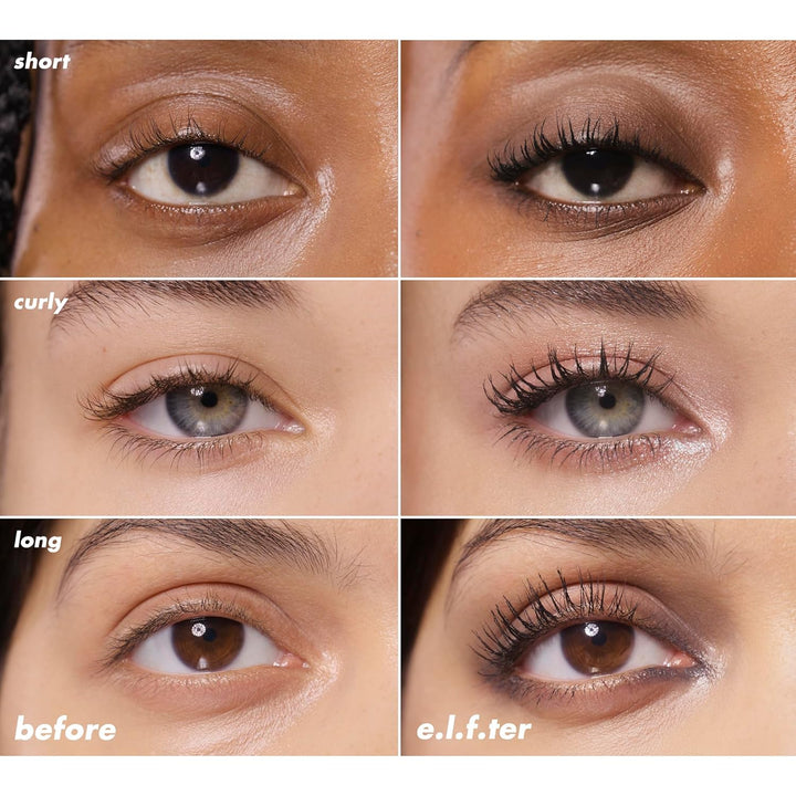 e.l.f. Incredi-Curl Mascara, Volumizing Mascara For A Bold, Lasting, Lifted Curl, Smudge-Resistant Formula, Vegan & Cruelty-Free, Pitch Black