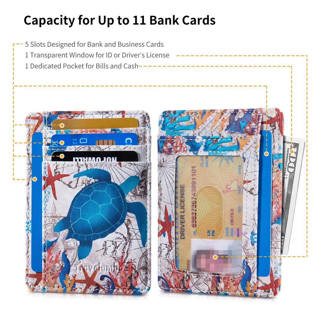 Travelambo Front Pocket Minimalist Leather Slim Wallet RFID Blocking Medium Size
