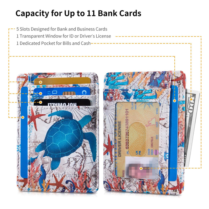 Travelambo Front Pocket Minimalist Leather Slim Wallet RFID Blocking Medium Size
