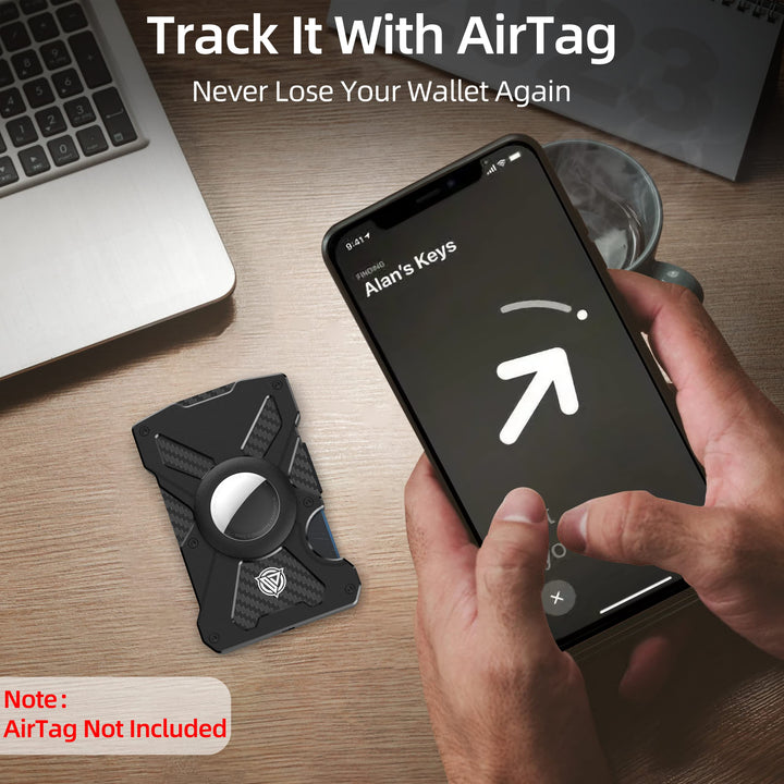 Oaridey Minimalist Wallet for Men- Slim Aluminum Metal Money Clip with Clear ID Card Holder, RFID Blocking, Holds up 15 Cards with Cash Clip, Ultra-Thin Tactical Carbon Fiber