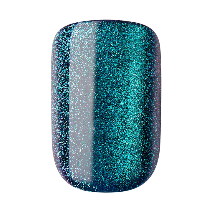 KISS colorFX by imPRESS Press On Nails , ‘Reconnect’, Solid Blue with Pearlescent Finish, Short Oval, New &amp; Improved Adhesive, Includes 30 Fake Nails, Prep Pad, 1 Manicure Stick, 1 Mini Nail File