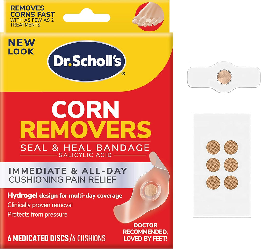 Dr. Scholl's Corn REMOVERS Seal & Heal Bandage with Hydrogel Technology, 6 Cushions , Removes Corns Fast and Provides Cushioning Protection Against Shoe Pressure and Friction for All-Day Pain Relief