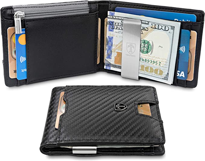 TRAVANDO Money Clip Wallet with Coin compartment New York RFID Block Minimalist Black - 3alababak