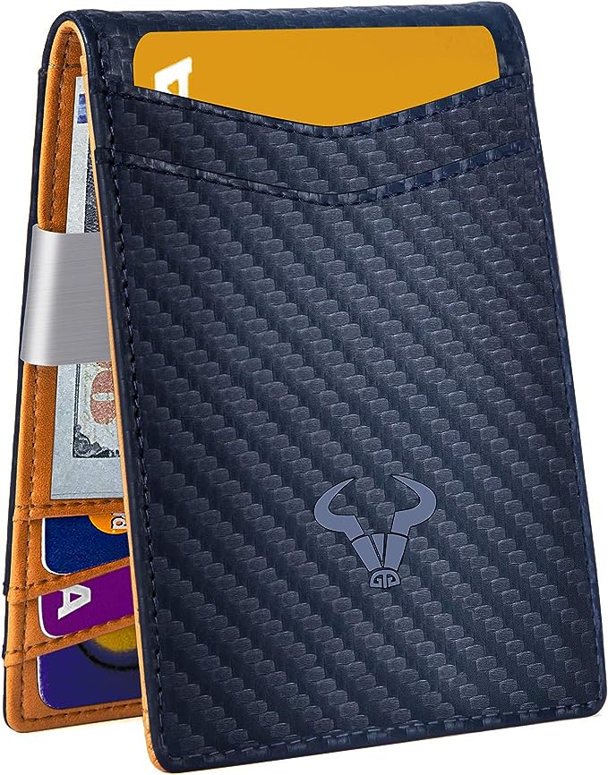 BULLIANT Slim Wallet Money Clip, Mens Front Pocket Wallet For Men 8 Cards 3"x4.25",RFID Blocking - 3alababak