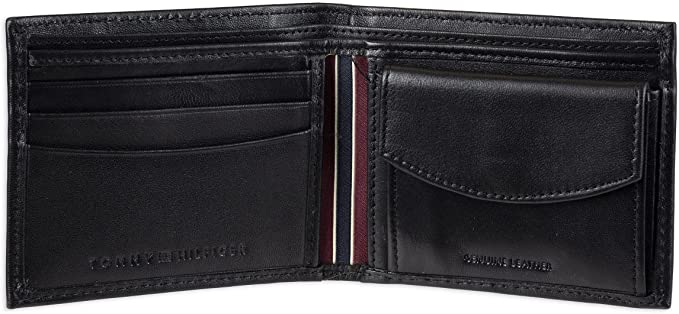 Tommy Hilfiger 31TL25X020 Men's Genuine Leather Slim Bifold Wallet with Coin Pocket - 3alababak