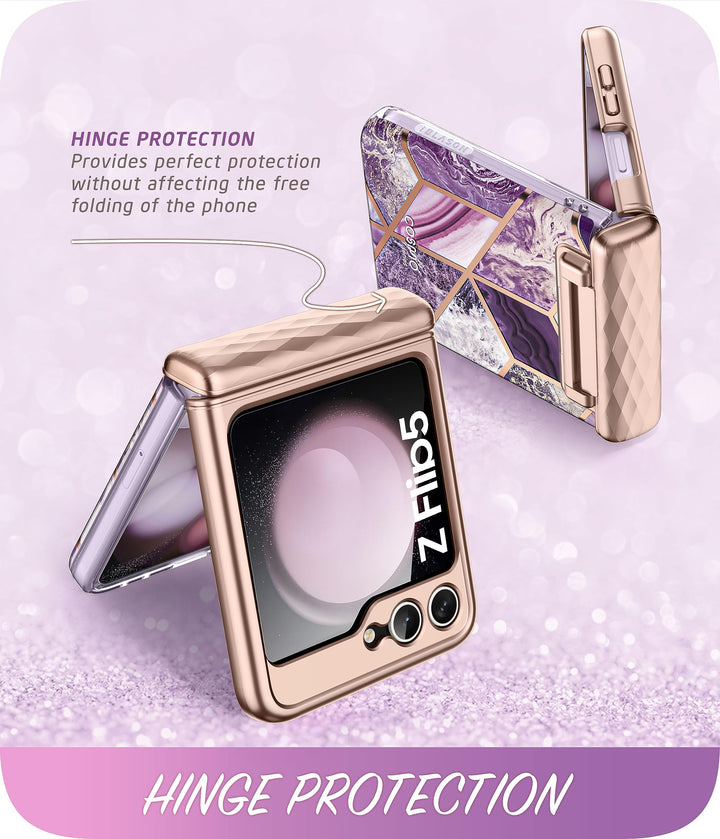 i-Blason Cosmo for Samsung Galaxy Z Flip 5 Case with Hinge Protection, [Built-in Front Screen Protector] Slim Stylish Protective Case