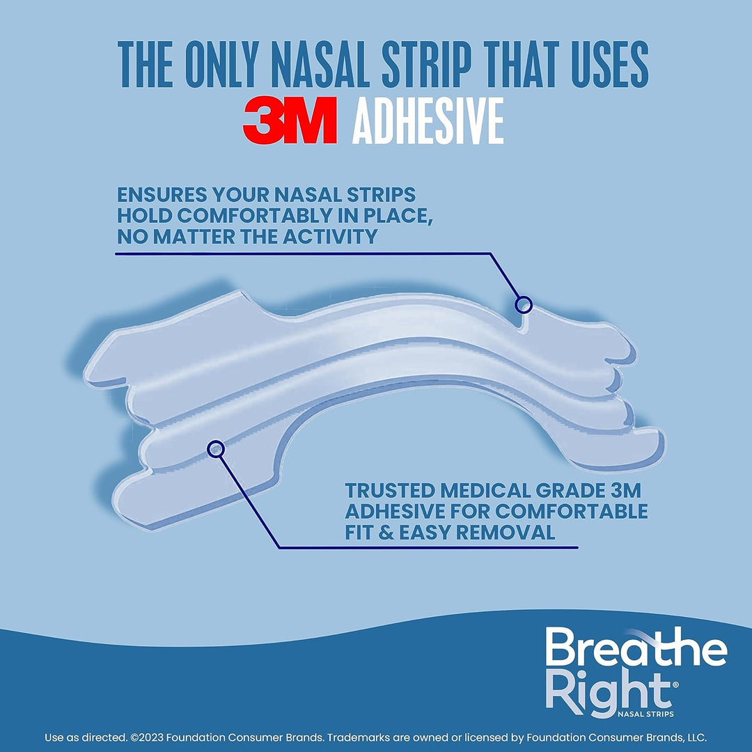Breathe Right Nasal Strips, Clear Large Nose Strips, Snoring, Nasal Congestion, Deviated Septum, Allergies, 30 Ct