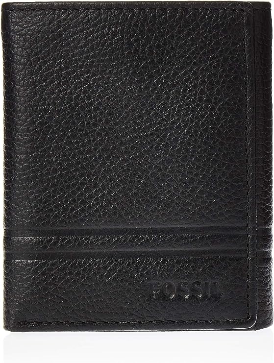 Fossil Men's Leather Trifold Wallet ML4006001, Black - 3alababak