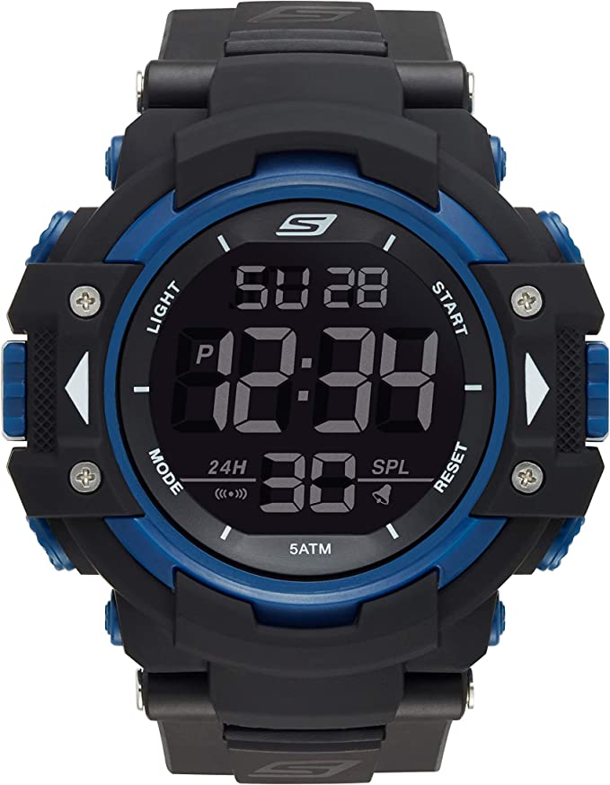 Skechers Model SR1035 Men's Digital Sports Watch - Keats Black/Blue - 3alababak